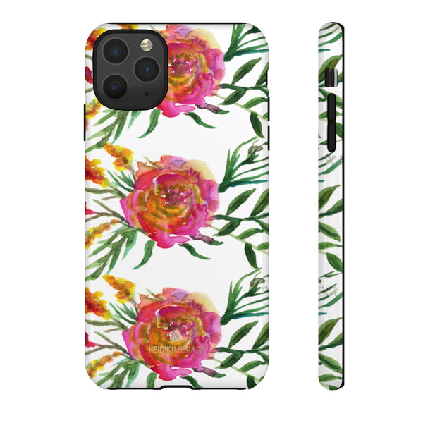 Pink Rose Floral Phone Case, Flower Print Tough Designer Phone Case -Made in USA-Phone Case-Printify-iPhone 11 Pro Max-Glossy-Heidi Kimura Art LLC