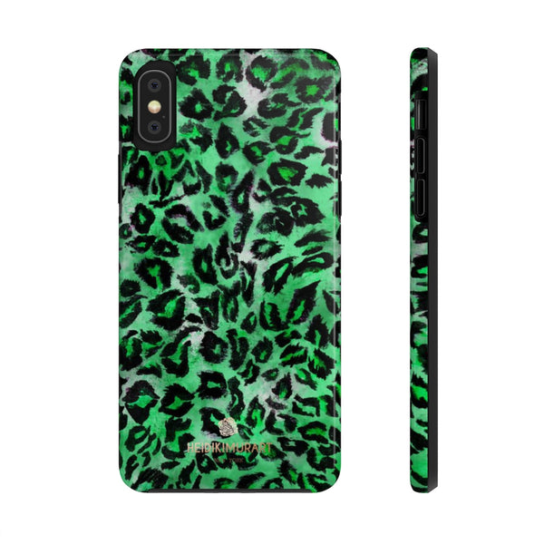 Green Leopard Print Phone Case, Animal Print Case Mate Tough Phone Cases-Made in USA - Heidikimurart Limited 