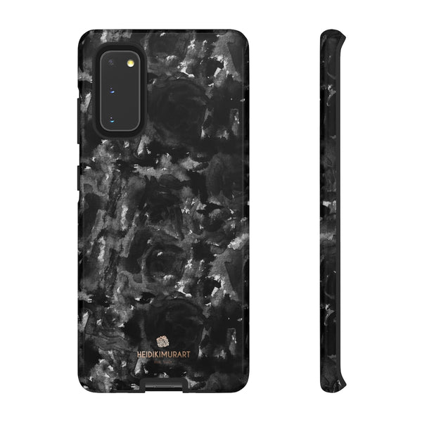 Black Rose Floral Tough Cases, Abstract Print Best Designer Phone Case-Made in USA-Phone Case-Printify-Samsung Galaxy S20-Glossy-Heidi Kimura Art LLC