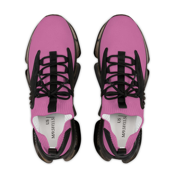 Light Pink Color Men's Shoes, Solid Light Pink Color Best Comfy Men's Mesh-Knit Designer Premium Laced Up Breathable Comfy Sports Sneakers Shoes (US Size: 5-12)