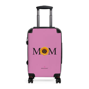 Sunflower Mom Cabin Suitcase, Best Mom's Floral Print Designer Carry On Polycarbonate Front and Hard-Shell Durable Small 1-Size Carry-on Luggage With 2 Inner Pockets & Built in Lock With 4 Wheel 360° Swivel and Adjustable Telescopic Handle - Made in USA/UK (Size: 13.3" x 22.4" x 9.05", Weight: 7.5 lb) Unique Cute Carry-On Best Personal Travel Bag Custom Luggage - Gift For Him or Her 