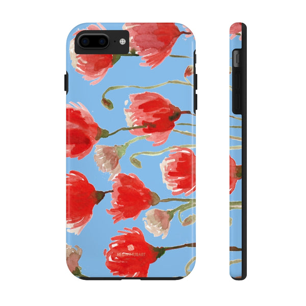 Blue Red Tulip Phone Case, Floral Print Flower Case Mate Tough Phone Cases-Made in USA - Heidikimurart Limited 