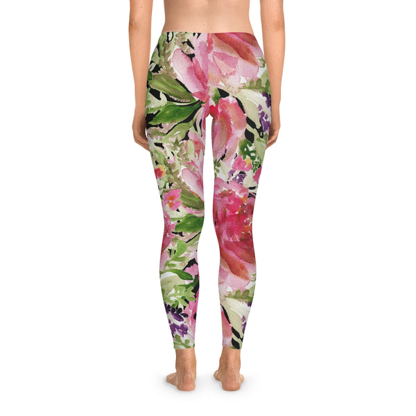 Floral Pink Stretchy Leggings- Made in USA