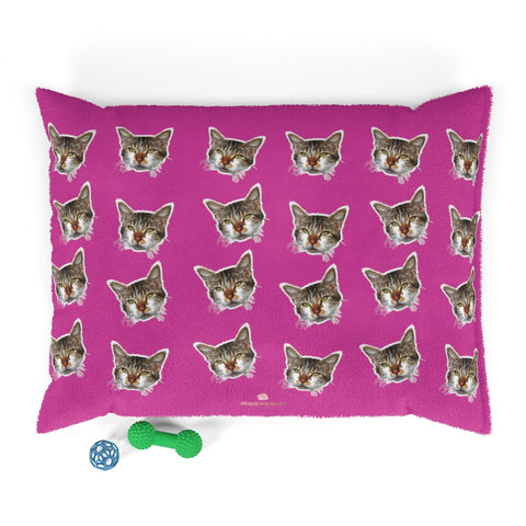 Hot Pink Cat Pet Bed, Solid Color Machine-Washable Pet Pillow With Zippers-Printed in USA-Pets-Printify-40x30-Heidi Kimura Art LLC