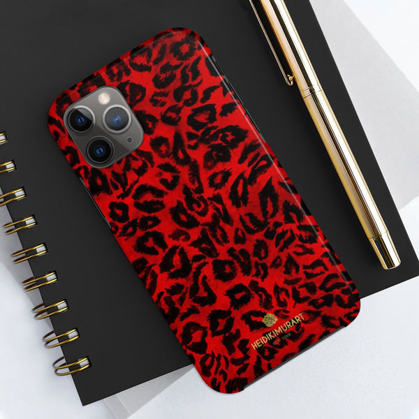 Red Leopard Print Phone Case, Animal Print Case Mate Tough Phone Cases-Made in USA - Heidikimurart Limited 