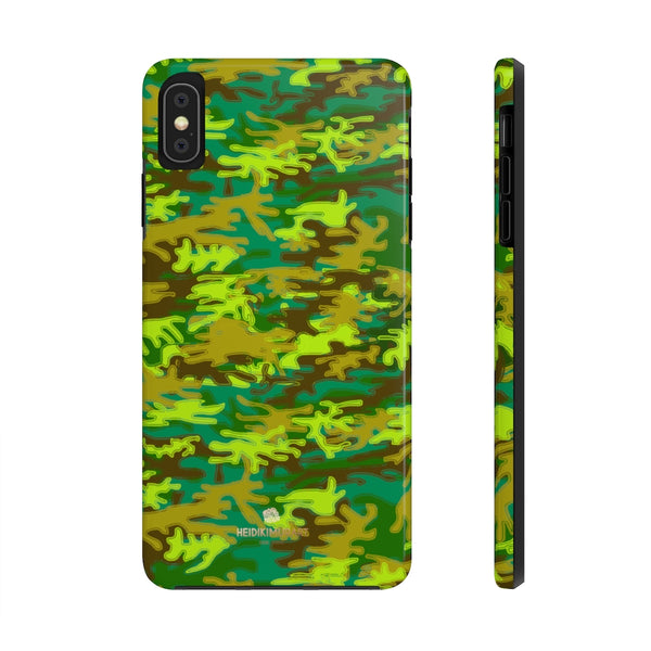 Bright Green Camo iPhone Case, Case Mate Tough Samsung Galaxy Phone Cases-Phone Case-Printify-iPhone XS MAX-Heidi Kimura Art LLC