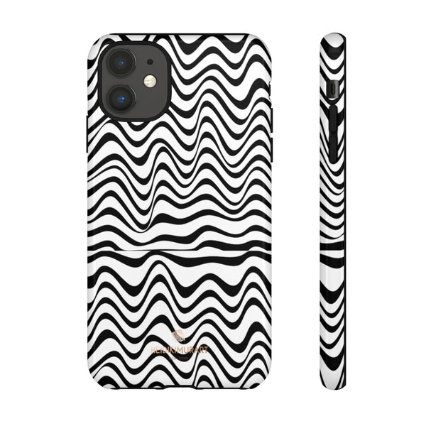 Wavy Black White Tough Cases-Phone Case-Printify-iPhone 11-Glossy-Heidi Kimura Art LLC