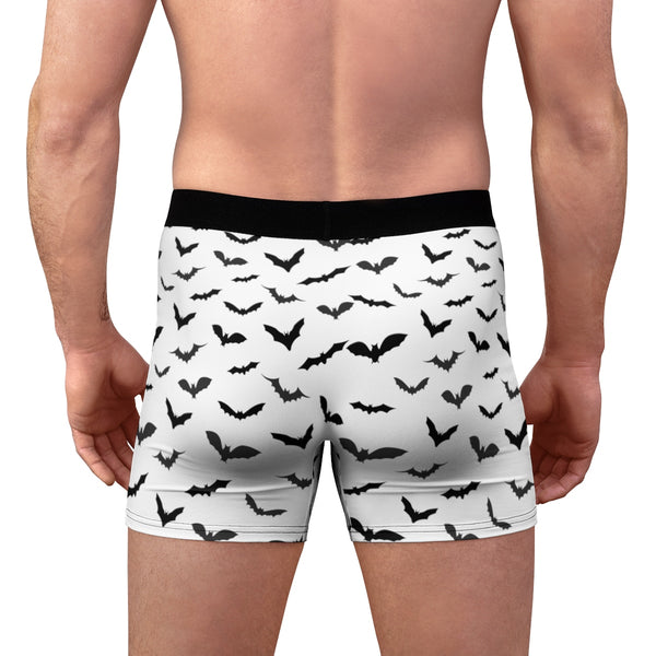 Black White Sexy Flying Bats Designer Gay Men's Fetish Boxer Briefs (US Size: XS-3XL)-Men's Underwear-Heidi Kimura Art LLC