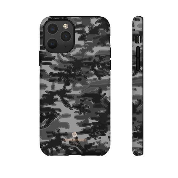 Grey Camouflage Phone Case, Army Military Print Tough Designer Phone Case -Made in USA-Phone Case-Printify-iPhone 11 Pro-Matte-Heidi Kimura Art LLC
