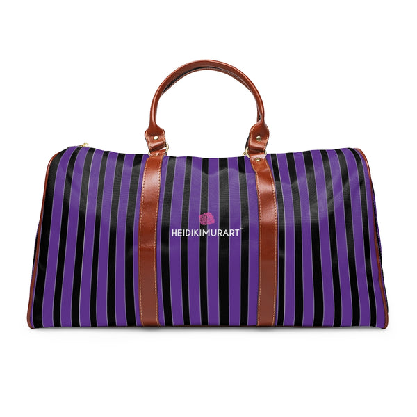 Purple Striped Waterproof Travel Bag