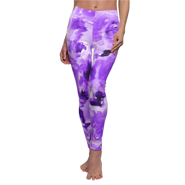 Purple Abstract Print Casual Leggings