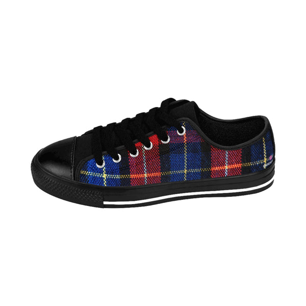 Red Plaid Print Women's Sneakers