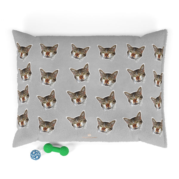 Light Grey Cat Pet Bed, Solid Color Machine-Washable Pet Pillow With Zippers-Printed in USA-Pets-Printify-40x30-Heidi Kimura Art LLC