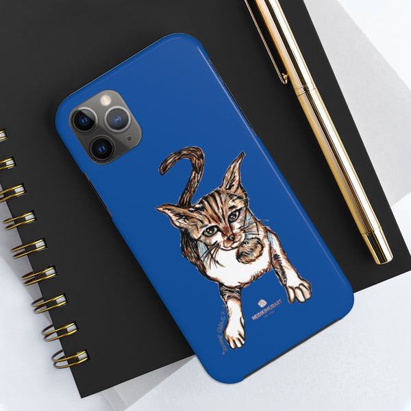 Blue Cat Phone Case, Peanut Meow Cat Designer Case Mate Tough Phone Cases-Printed in USA - Heidikimurart Limited 