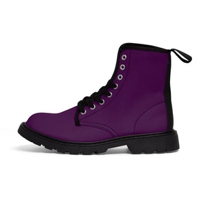 Royal Purple Classic Solid Color Designer Women's Winter Lace-up Toe Cap Boots-Women's Boots-Black-US 9-Heidi Kimura Art LLC