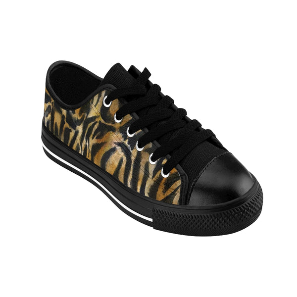 Brown Leopard Print Women's Sneakers, Brown Leopard Spots Animal Skin Print Designer Best Fashion Low Top Canvas Lightweight Premium Quality Women's Sneakers (US Size: 6-12)