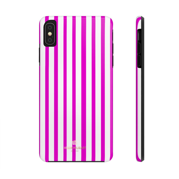 Pink Striped iPhone Case, Designer Case Mate Tough Samsung Galaxy Phone Cases-Phone Case-Printify-iPhone XS MAX-Heidi Kimura Art LLC