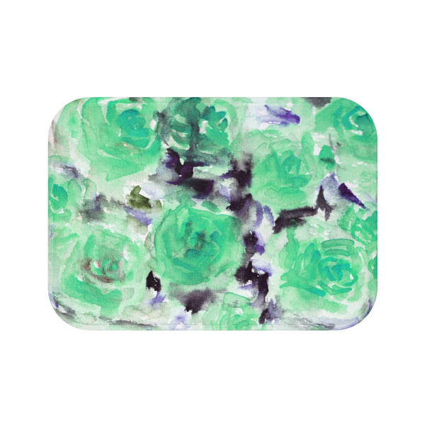 Light Blue Rose Floral Print Elegant Soft Microfiber Premium Bath Mat - Made in USA-Bath Mat-Small 24x17-Heidi Kimura Art LLC