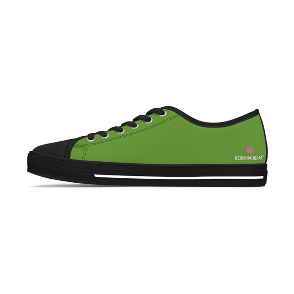 Matcha Green Color Ladies' Sneakers, Green Solid Color Modern Minimalist Basic Essential Women's Low Top Sneakers Tennis Shoes, Canvas Fashion Sneakers With Durable Rubber Outsoles and Shock-Absorbing Layer and Memory Foam Insoles&nbsp;(US Size: 5.5-12)