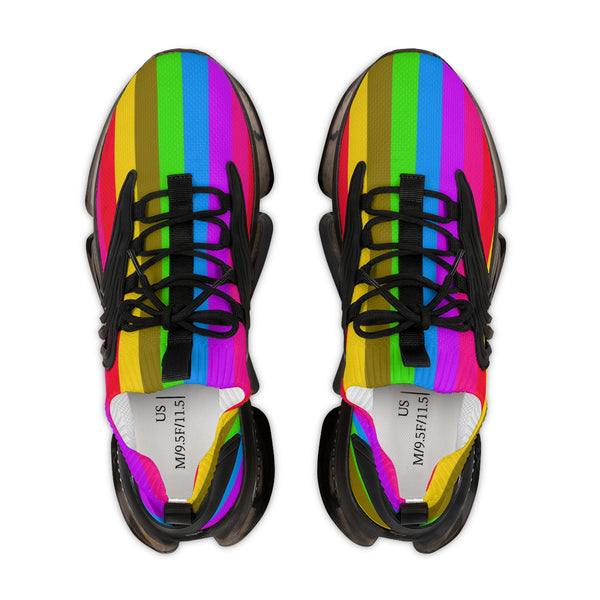 Rainbow Striped Print Men's Shoes, Gay Pride Fun Colorful Best Comfy Men's Mesh-Knit Designer Premium Laced Up Breathable Comfy Sports Sneakers Shoes (US Size: 5-12) Mesh Athletic Shoes, Mens Mesh Shoes, Mesh Shoes Men, Men's Classic Low Top Mesh Sneaker, Men's Breathable Mesh Shoes, Mesh Sneakers Casual Shoes 