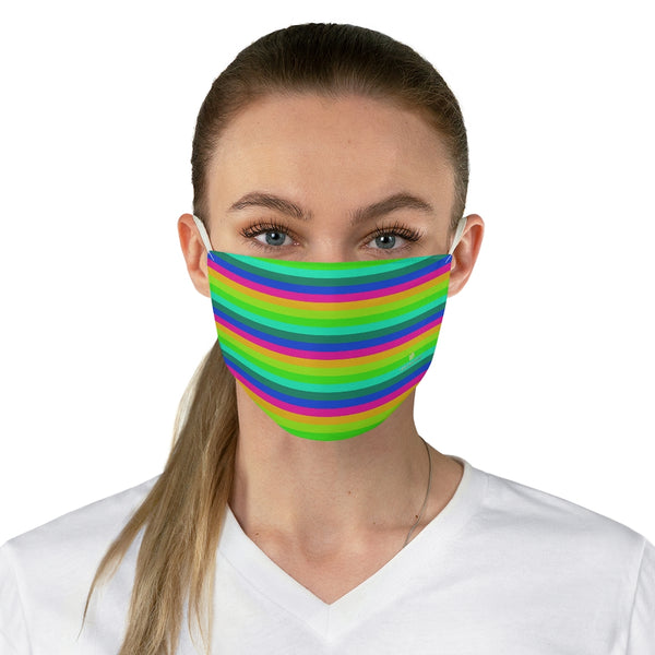 Colorful Striped Adult Face Mask, Horizontally Stripe Face Mask, Designer Horizontally Stripes Fashion Face Mask For Men/ Women, Designer Premium Quality Modern Polyester Fashion 7.25" x 4.63" Fabric Non-Medical Reusable Washable Chic One-Size Face Mask With 2 Layers For Adults With Elastic Loops-Made in USA