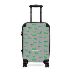Grey Green Crane Cabin Suitcase, Japanese Style Designer Carry On Polycarbonate Front and Hard-Shell Durable Small 1-Size Carry-on Luggage With 2 Inner Pockets & Built in Lock With 4 Wheel 360° Swivel and Adjustable Telescopic Handle - Made in USA/UK (Size: 13.3" x 22.4" x 9.05", Weight: 7.5 lb) Unique Cute Carry-On Best Personal Travel Bag Custom Luggage - Gift For Him or Her 