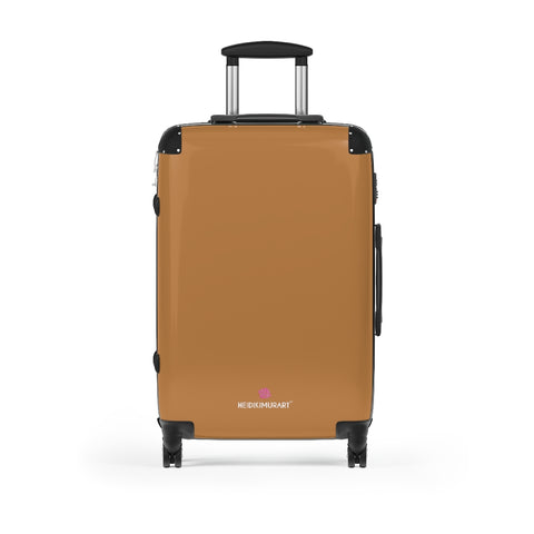 Light Brown Solid Color Suitcases, Modern Simple Minimalist Designer Suitcase Luggage (Small, Medium, Large) Unique Cute Spacious Versatile and Lightweight Carry-On or Checked In Suitcase, Best Personal Superior Designer Adult's Travel Bag Custom Luggage - Gift For Him or Her - Made in USA/ UK