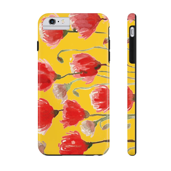 Yellow Red Tulip Phone Case, Floral Print Flower Case Mate Tough Phone Cases-Made in USA - Heidikimurart Limited 