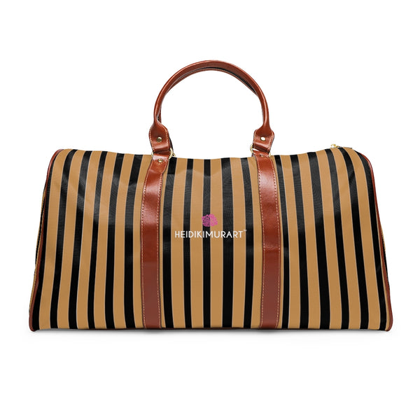 Brown Stripes Waterproof Travel Bag