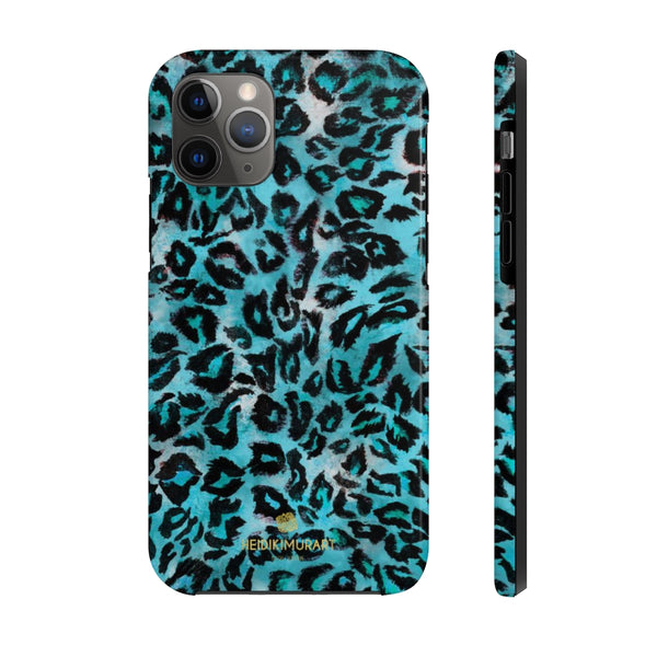 Light Blue Leopard Print Phone Case, Animal Print Case Mate Tough Phone Cases-Made in USA - Heidikimurart Limited 