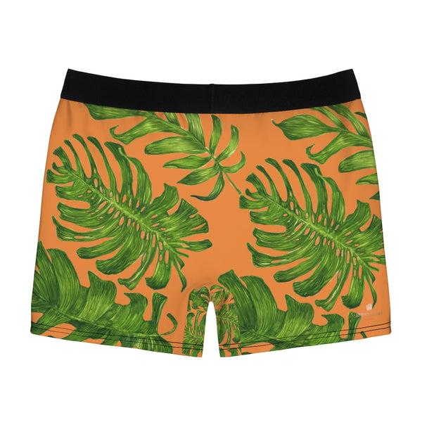 Green Tropical Men's Boxer Briefs, Elastic Palm Leaf Print Sexy Underwear For Men-All Over Prints-Printify-Heidi Kimura Art LLC