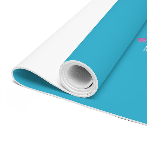 Blue Foam Yoga Mat, Solid Sky Blue Color Modern Minimalist Print Best Fashion Stylish Lightweight 0.25" thick Best Designer Gym or Exercise Sports Athletic Yoga Mat Workout Equipment - Printed in USA (Size: 24″x72")