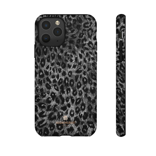 Grey Leopard Animal Print Tough Cases, Designer Phone Case-Made in USA-Phone Case-Printify-iPhone 11 Pro-Matte-Heidi Kimura Art LLC