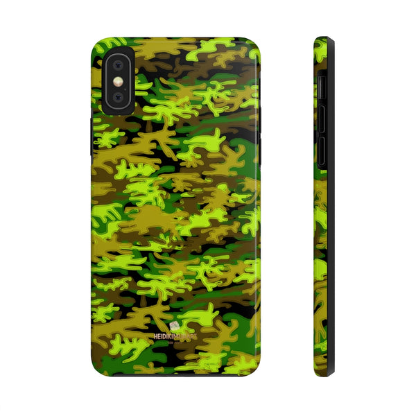 Black Green Camo iPhone Case, Case Mate Tough Samsung Galaxy Phone Cases-Phone Case-Printify-iPhone XS-Heidi Kimura Art LLC