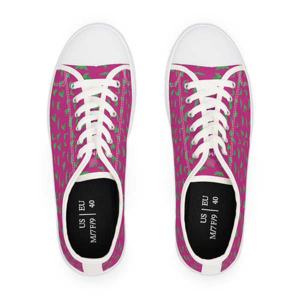 Pink Green Cranes Ladies' Sneakers, Best Designer Women's Low Top Sneakers Best Quality Women's Canvas Sneakers (US Size: 5.5-12)