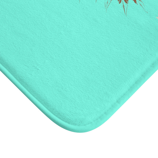 Turquoise Blue "Your Vibe Attracts Your Tribe", Inspirational Bath Mat- Printed in USA-Bath Mat-Heidi Kimura Art LLC