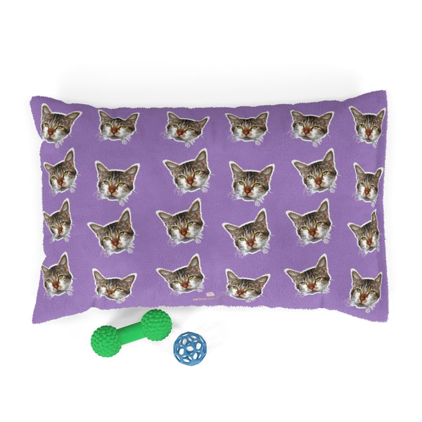 Light Purple Cat Pet Bed, Solid Color Machine-Washable Pet Pillow With Zippers-Printed in USA-Pets-Printify-28x18-Heidi Kimura Art LLC