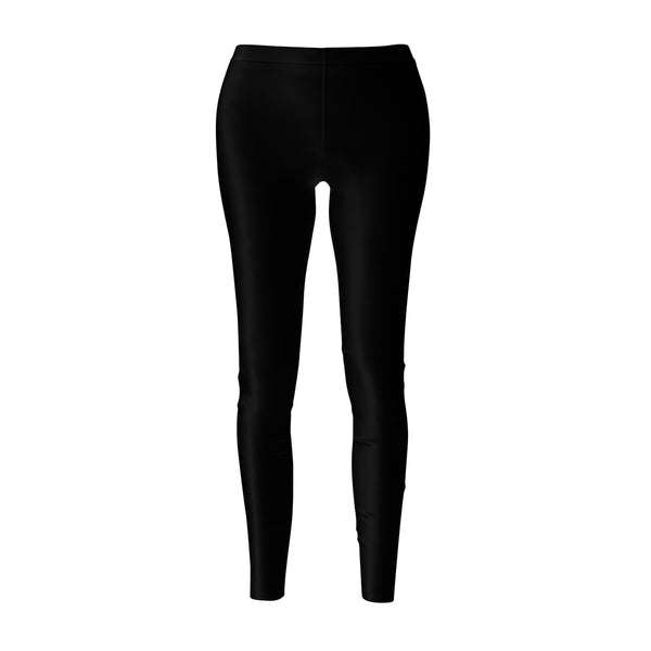 Black Women's Casual Leggings, Classic Solid Black Color Long Dressy Tights - Made in USA-Casual Leggings-M-Heidi Kimura Art LLC Solid Black Casual Tights, Black Women's Casual Leggings, Black Classic Solid Black Color Women's Long Skinny Fit Casual Leggings - Made in USA (US Size: XS-2XL)