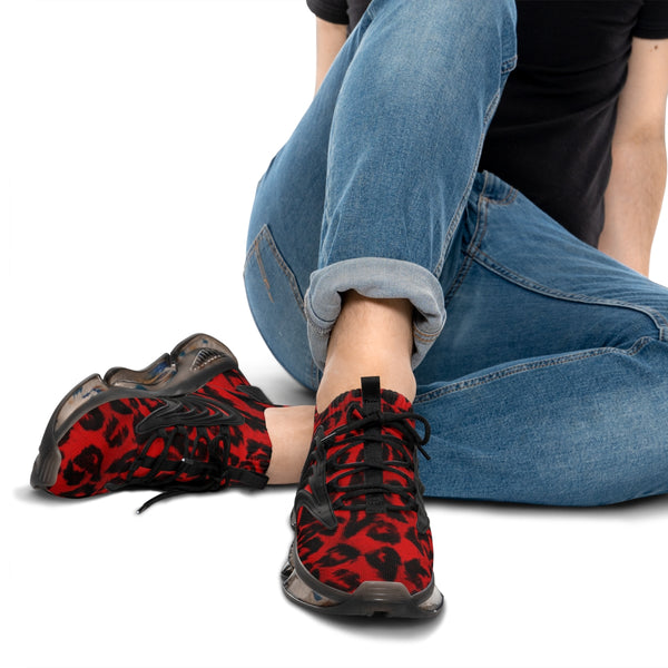 Red Leopard Men's Shoes, Best Comfy Animal Print Men's Mesh Sports Sneakers Shoes (US Size: 5-12)
