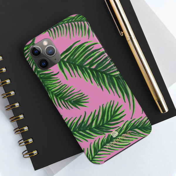 Light Pink Tropical Print Phone Case, Palm Leaf Case Mate Tough Phone Cases-Made in USA - Heidikimurart Limited 