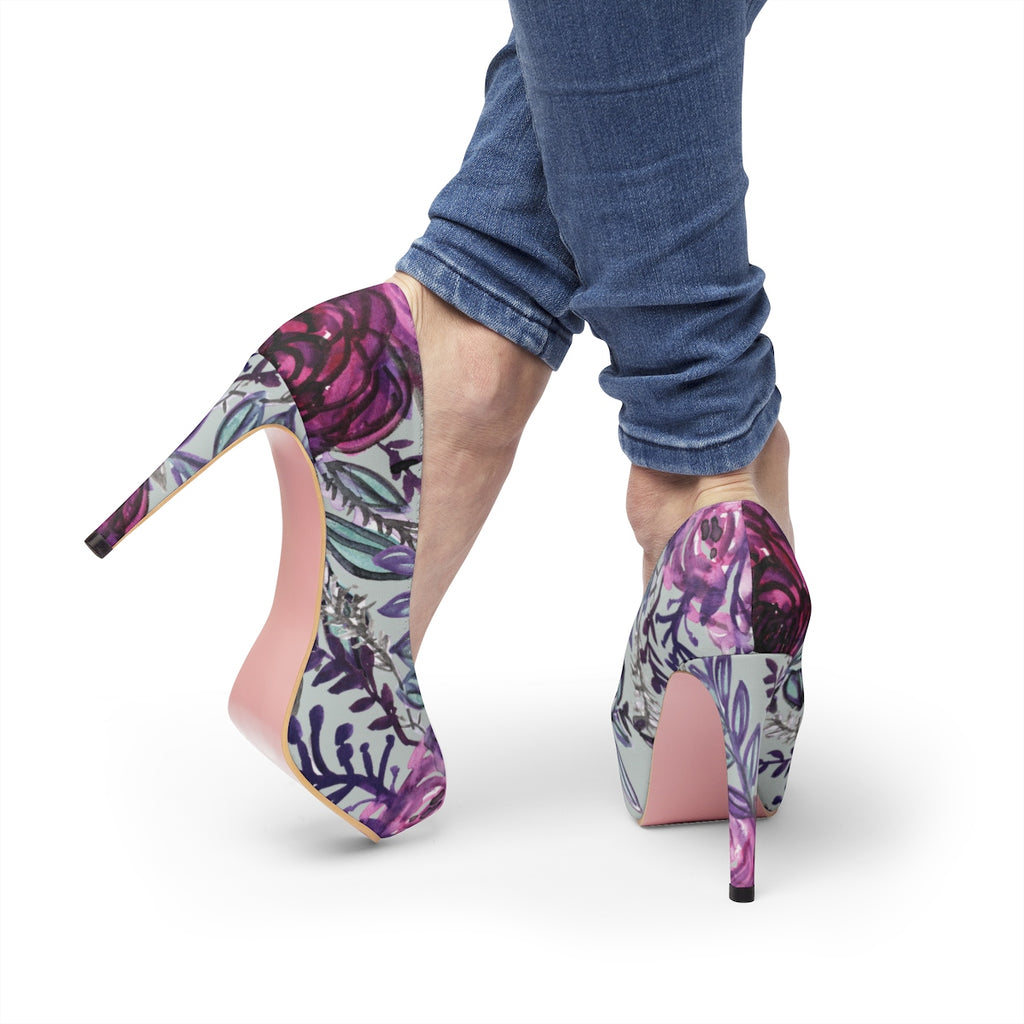 Floral Print High Heel Platform Pumps With Ankle Strap | Heels, Pretty high  heels, Fashion high heels