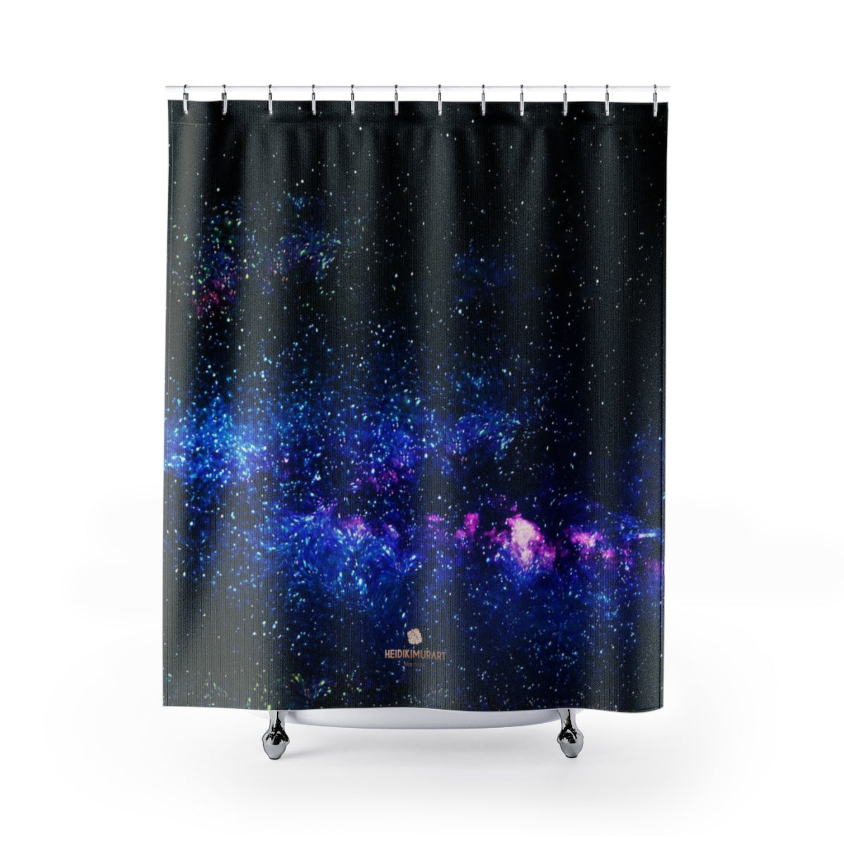 Dark Mysterious Galaxy Universe Designer Large Shower Curtains- Printed in USA-Shower Curtain-71" x 74"-Heidi Kimura Art LLC Dark Galaxy Shower Curtains, Dark Mysterious Galaxy Universe Print Designer Polyester Large 100% 71x74 inches Shower Curtains- Printed in USA