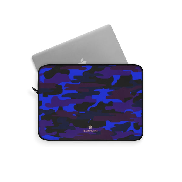 Dark Purple Blue Camo Print 12",13",15" Computer Laptop Sleeve Bag - Made in USA-Laptop Sleeve-Heidi Kimura Art LLC