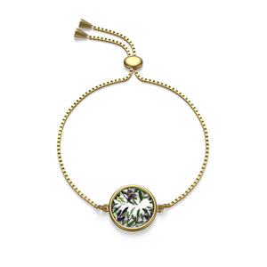 Tropical Green Leaves Print Sterling Silver/ 18K Gold Plated Box Chain Bracelet-Bracelet-ashcoin-Golden-Heidi Kimura Art LLC