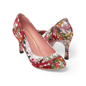Red Leaves Floral Autumn/ Fall Print Women's Designer 3" High Heels Shoes (US Size 5-11)-3 inch Heels-US 7-Heidi Kimura Art LLC