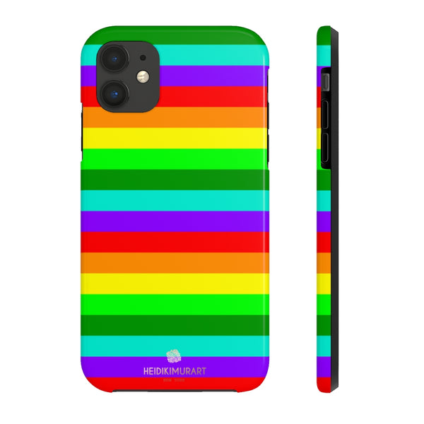 Rainbow Stripe Gay Pride iPhone Case, Colourful Case Mate Tough Samsung Galaxy Phone Cases-Phone Case-Printify-iPhone 11-Heidi Kimura Art LLC
