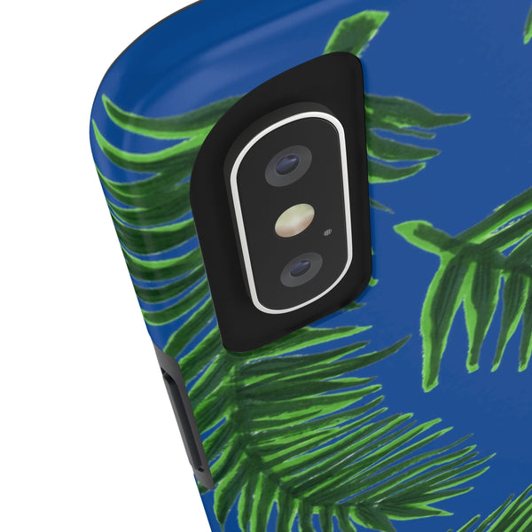 Blue Tropical Print Phone Case, Palm Leaf Case Mate Tough Phone Cases-Made in USA - Heidikimurart Limited 