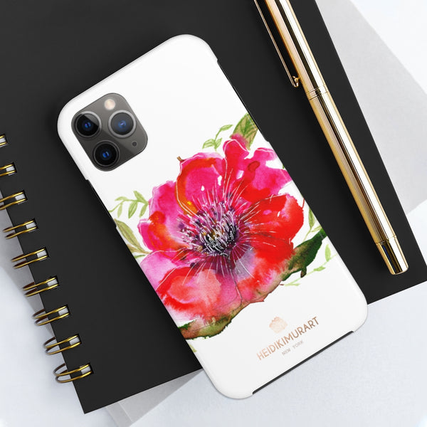 Red Hibiscus Floral Print Phone Case, Flower Case Mate Tough Phone Cases-Made in USA - Heidikimurart Limited 