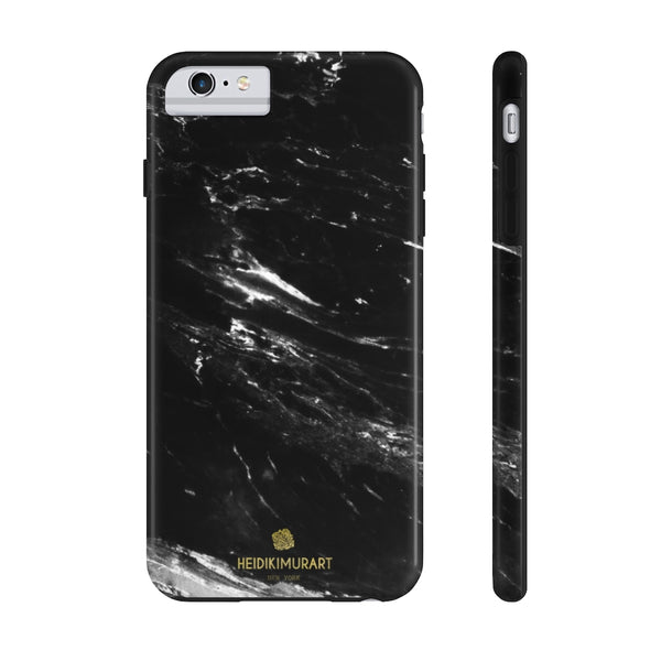 Black Marble Print Phone Case, Designer Case Mate Tough Phone Cases-Made in USA - Heidikimurart Limited 