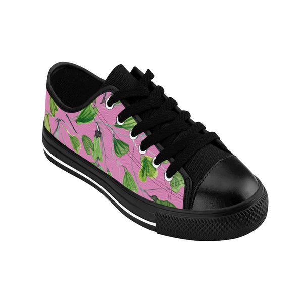 Pink Green Maidenhair Men's Sneakers, Best Tropical Leaf Print Men's Low Top Tennis Shoes-Shoes-Printify-Heidi Kimura Art LLC